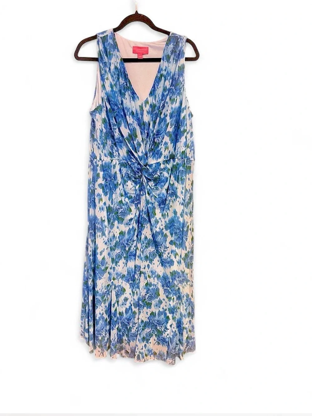 Isaac Mizrahi Live! Floral Twist-Front Sleeveless Midi Dress XL Feminine Summer - Picture 2 of 9